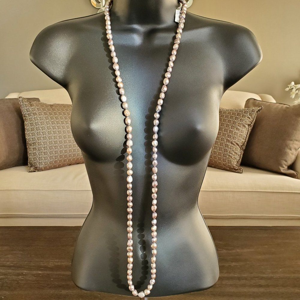 *NEW* Blk/Gray Freshwater Pearl NECKLACE - 46"